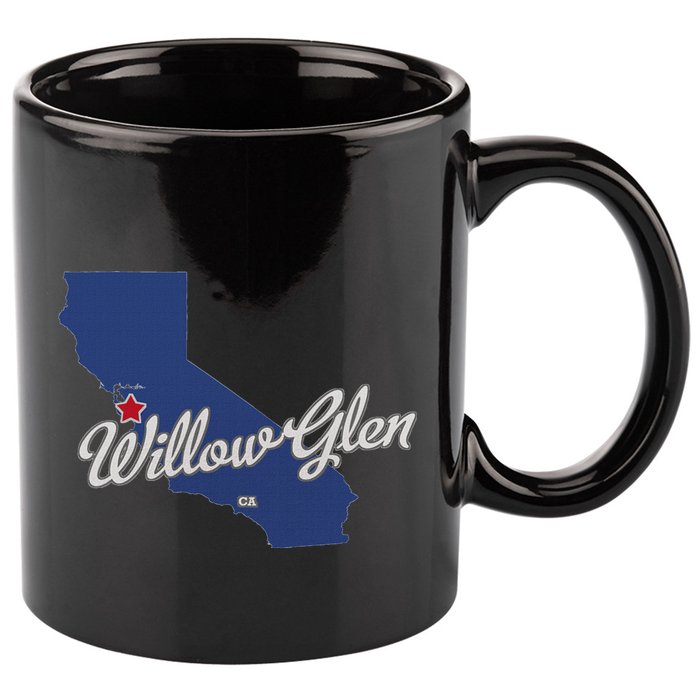 Willow Glen California San Jose Ca Map 11oz C Handle Ceramic Mug