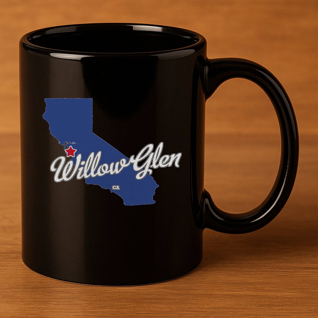 Willow Glen California San Jose Ca Map 11oz C Handle Ceramic Mug