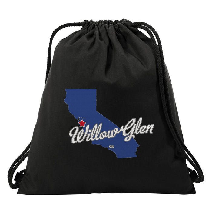 Willow Glen California San Jose Ca Map Drawstring Bag