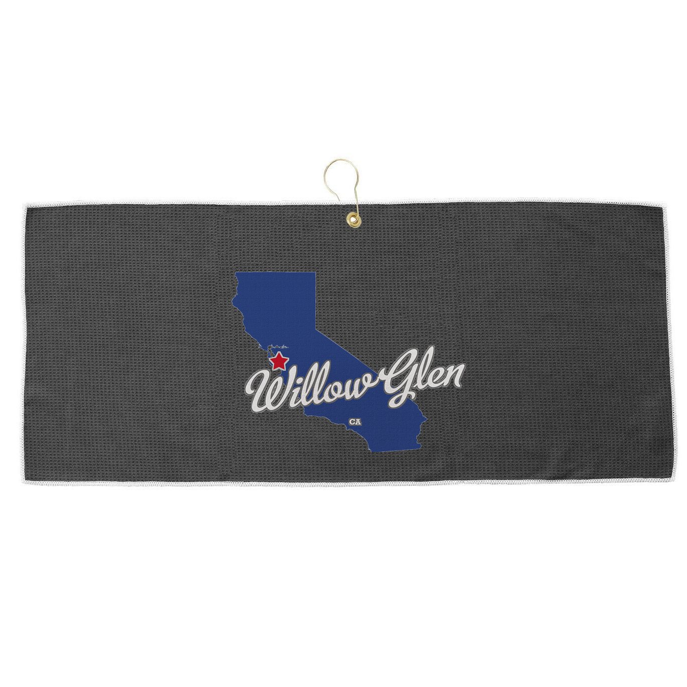 Willow Glen California San Jose Ca Map Large Microfiber Waffle Golf Towel