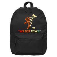 We Got Cows Funny Tornado Chaser Vintage 16 in Basic Backpack