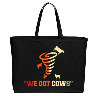 We Got Cows Funny Tornado Chaser Vintage Cotton Canvas Jumbo Tote