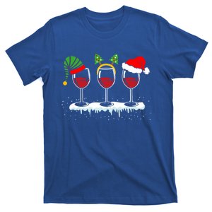 Wine Glass Christmas Spirit Three Wine With Santa Hat Gift T-Shirt