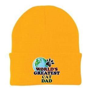 Worlds Greatest Cat Dad Cartoon Globe Great Gift Knit Cap Winter Beanie