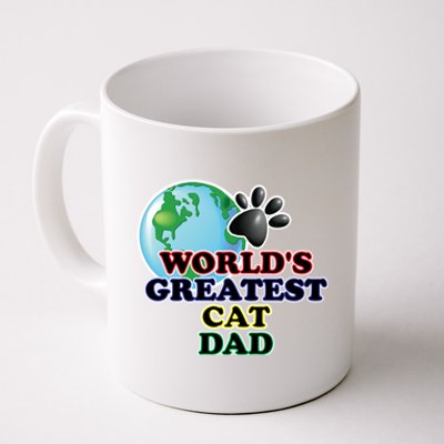 Worlds Greatest Cat Dad Cartoon Globe Great Gift Coffee Mug