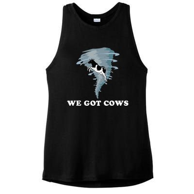 We Got Cows Tornado Chaser Ladies PosiCharge Tri-Blend Wicking Tank