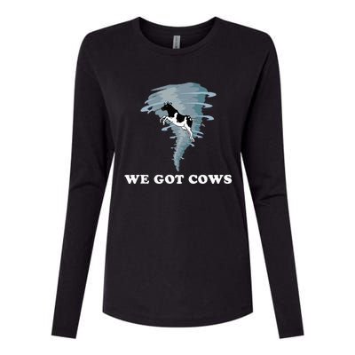 We Got Cows Tornado Chaser Womens Cotton Relaxed Long Sleeve T-Shirt