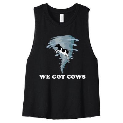 We Got Cows Tornado Chaser Women's Racerback Cropped Tank