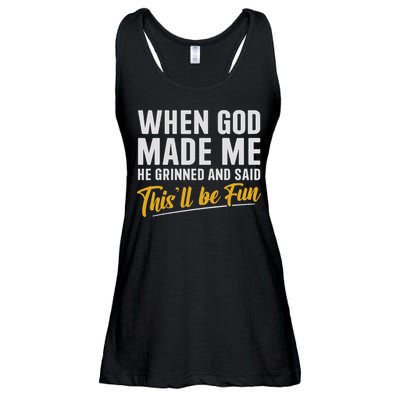 When God Created Me When God Made Me Funny God Ladies Essential Flowy Tank