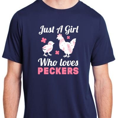 Wo Girl Chicken Lover I Just A Girl Who Loves Peckers Adult ChromaSoft Performance T-Shirt