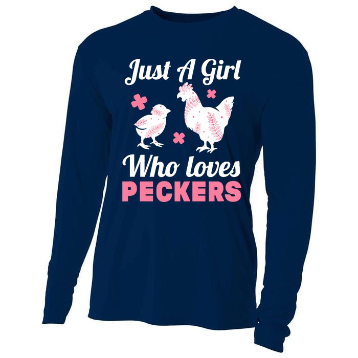 Wo Girl Chicken Lover I Just A Girl Who Loves Peckers Cooling Performance Long Sleeve Crew