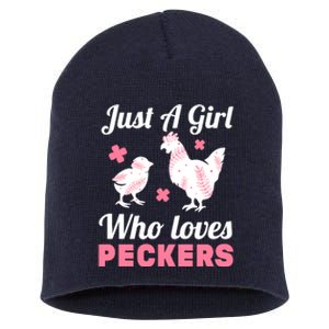 Wo Girl Chicken Lover I Just A Girl Who Loves Peckers Short Acrylic Beanie