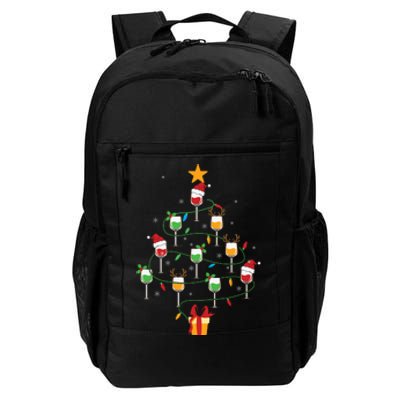 Wine Glasses Christmas Tree Santa Hat Funny Xmas Light Daily Commute Backpack