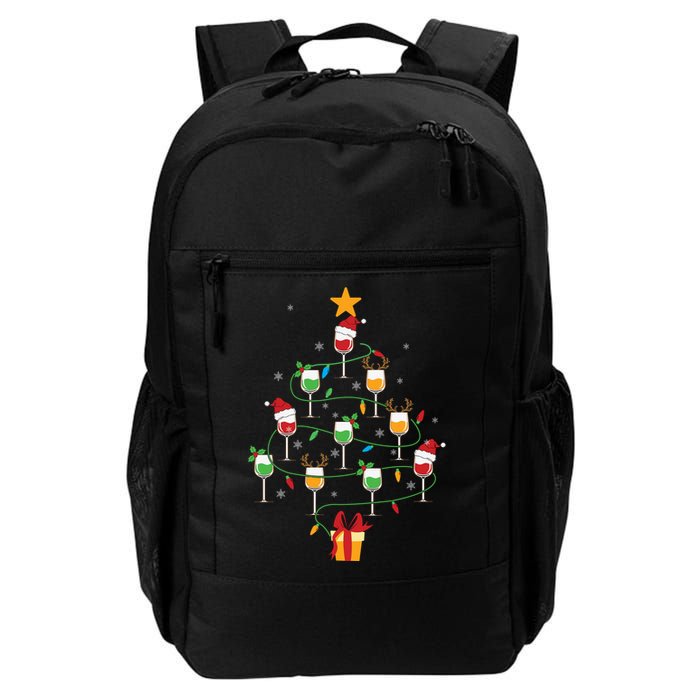 Wine Glasses Christmas Tree Santa Hat Funny Xmas Light Daily Commute Backpack