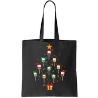 Wine Glasses Christmas Tree Santa Hat Funny Xmas Light Tote Bag