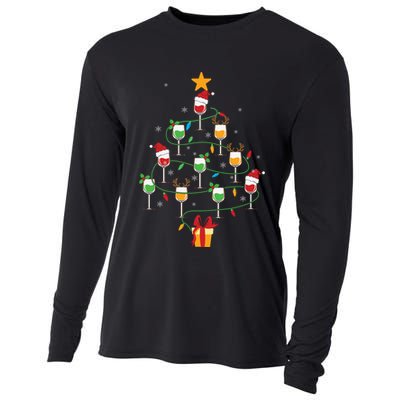 Wine Glasses Christmas Tree Santa Hat Funny Xmas Light Cooling Performance Long Sleeve Crew