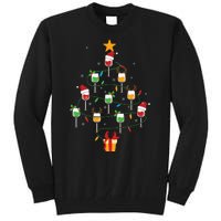 Wine Glasses Christmas Tree Santa Hat Funny Xmas Light Tall Sweatshirt