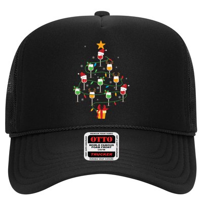Wine Glasses Christmas Tree Santa Hat Funny Xmas Light Trucker Hat