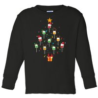 Wine Glasses Christmas Tree Santa Hat Funny Xmas Light Toddler Long Sleeve Shirt