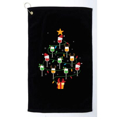 Wine Glasses Christmas Tree Santa Hat Funny Xmas Light Platinum Collection Golf Towel