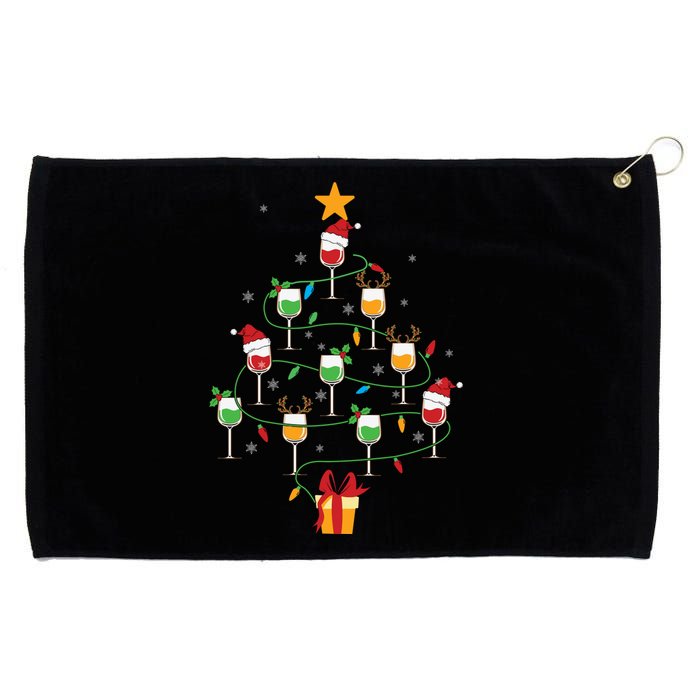 Wine Glasses Christmas Tree Santa Hat Funny Xmas Light Grommeted Golf Towel