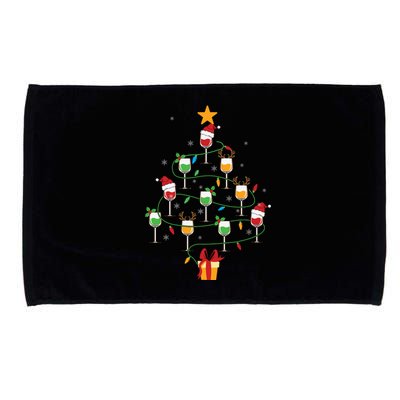 Wine Glasses Christmas Tree Santa Hat Funny Xmas Light Microfiber Hand Towel