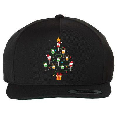 Wine Glasses Christmas Tree Santa Hat Funny Xmas Light Wool Snapback Cap