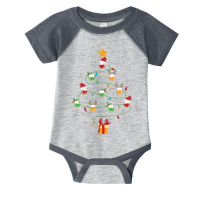 Wine Glasses Christmas Tree Santa Hat Funny Xmas Light Infant Baby Jersey Bodysuit