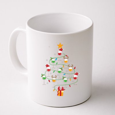 Wine Glasses Christmas Tree Santa Hat Funny Xmas Light Coffee Mug