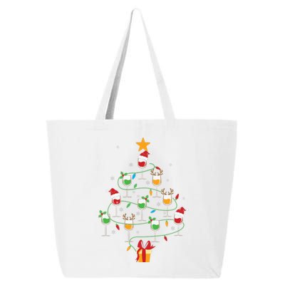 Wine Glasses Christmas Tree Santa Hat Funny Xmas Light 25L Jumbo Tote