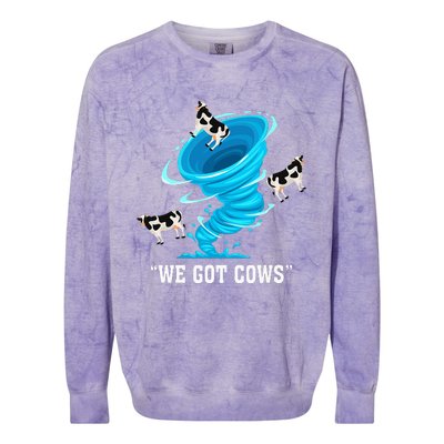 We Got Cows Funny Tornado Chaser Love Chasing Tornados Colorblast Crewneck Sweatshirt