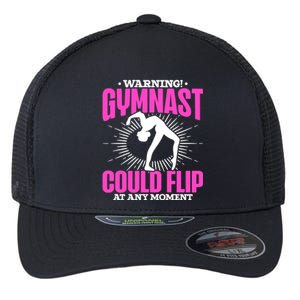 Warning Gymnast Could Flip At Any Mot Funny Gymnast Gift Flexfit Unipanel Trucker Cap