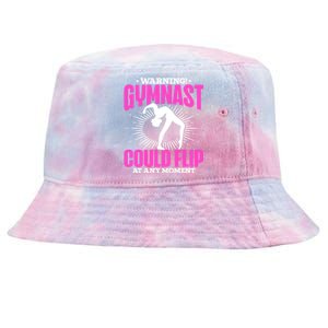 Warning Gymnast Could Flip At Any Mot Funny Gymnast Gift Tie-Dyed Bucket Hat