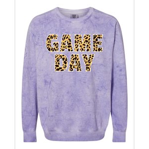 Wo Game Day Leopard Football Mother Wife Friend Gift Colorblast Crewneck Sweatshirt