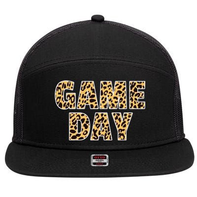 Wo Game Day Leopard Football Mother Wife Friend Gift 7 Panel Mesh Trucker Snapback Hat