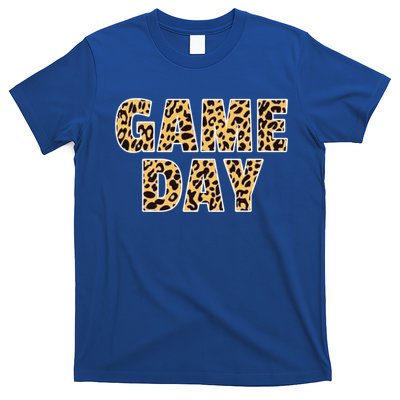 Wo Game Day Leopard Football Mother Wife Friend Gift T-Shirt