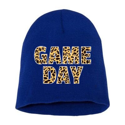 Wo Game Day Leopard Football Mother Wife Friend Gift Short Acrylic Beanie