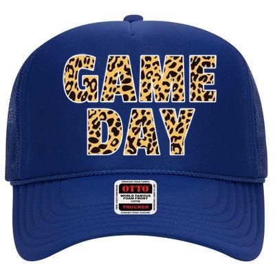 Wo Game Day Leopard Football Mother Wife Friend Gift High Crown Mesh Back Trucker Hat