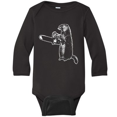 Woodchuck Groundhog Day Could Chainsaw Wood Baby Long Sleeve Bodysuit