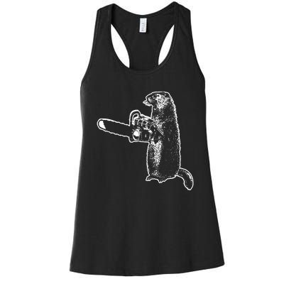 Woodchuck Groundhog Day Could Chainsaw Wood Women's Racerback Tank