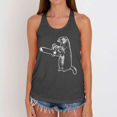 Woodchuck Groundhog Day Could Chainsaw Wood Women's Knotted Racerback Tank