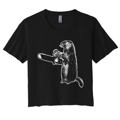 Woodchuck Groundhog Day Could Chainsaw Wood Women's Crop Top Tee