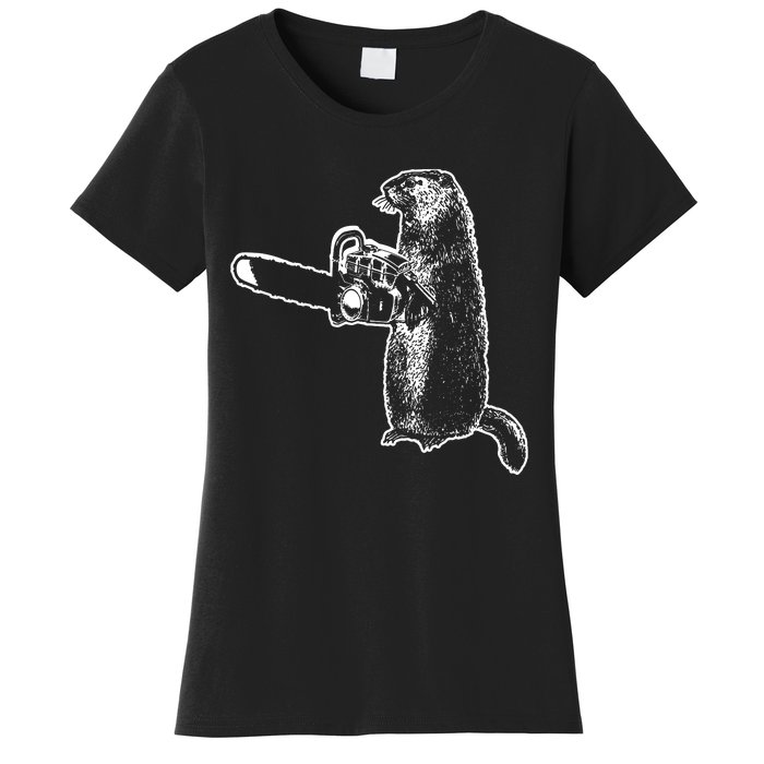 Woodchuck Groundhog Day Could Chainsaw Wood Women's T-Shirt