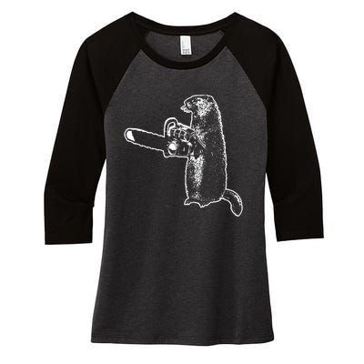 Woodchuck Groundhog Day Could Chainsaw Wood Women's Tri-Blend 3/4-Sleeve Raglan Shirt