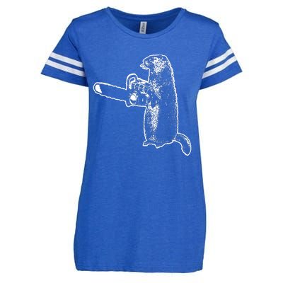 Woodchuck Groundhog Day Could Chainsaw Wood Enza Ladies Jersey Football T-Shirt