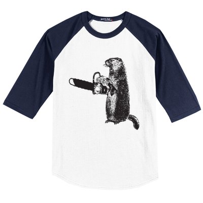 Woodchuck Groundhog Day Could Chainsaw Wood Baseball Sleeve Shirt