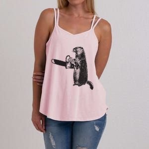 Woodchuck Groundhog Day Could Chainsaw Wood Women's Strappy Tank