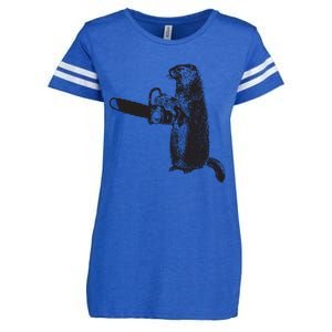 Woodchuck Groundhog Day Could Chainsaw Wood Enza Ladies Jersey Football T-Shirt