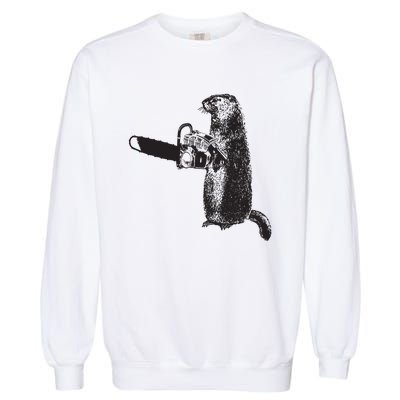 Woodchuck Groundhog Day Could Chainsaw Wood Garment-Dyed Sweatshirt