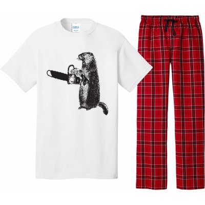 Woodchuck Groundhog Day Could Chainsaw Wood Pajama Set